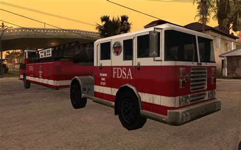 Gta San Andreas Fire Semi Truck With Ladder Trailer Mod
