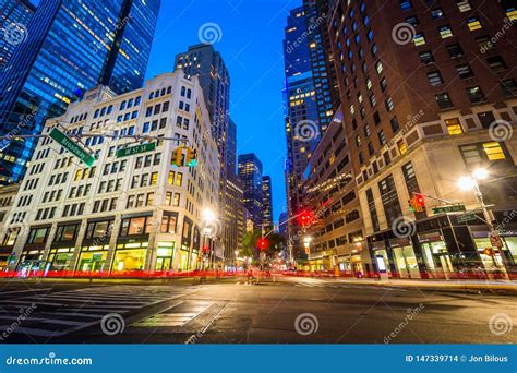 57th And Broadway At Night In Midtown Manhattan New York City