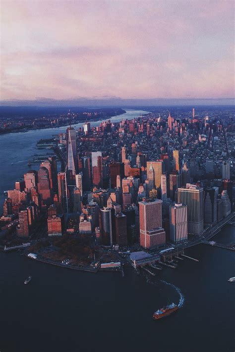 Aerial View Of Buildings During Sunrise Hd New York Wallpapers