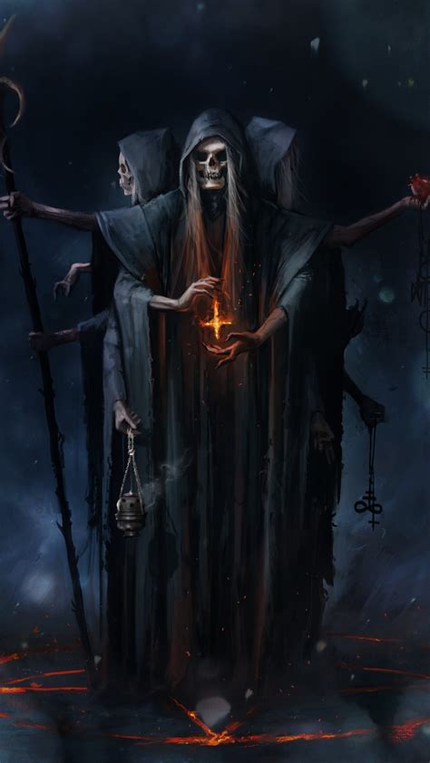 Download Skull Reaper Death Fantasy Art 1080x1920 Wallpaper 1080p