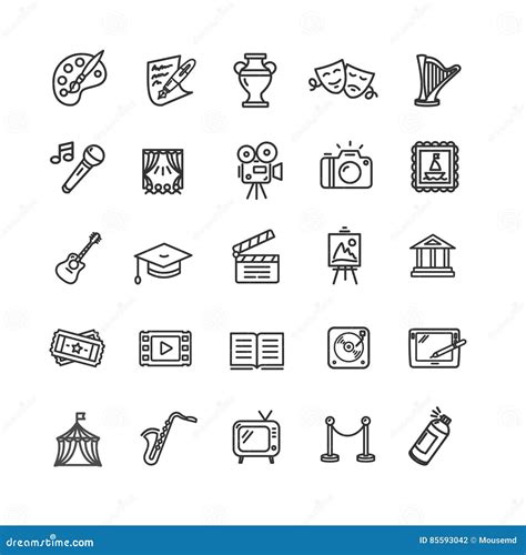 Culture And Creative Fine Art Icons Set Vector Stock Vector