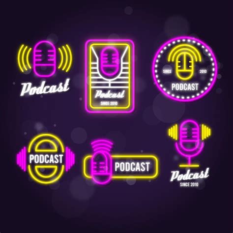 Free Vector Neon Podcast Logo Collection