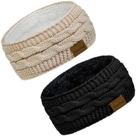 Loritta Comfy 2 Pack Womens Headbands Winter Warm Fashion Ear Warmers