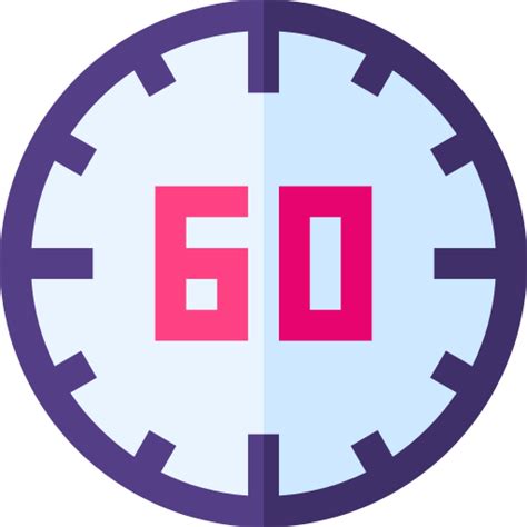 60 Minutes Basic Straight Flat Icon