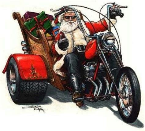 Merry Christmas Motorcycle Christmas Biker Art Harley