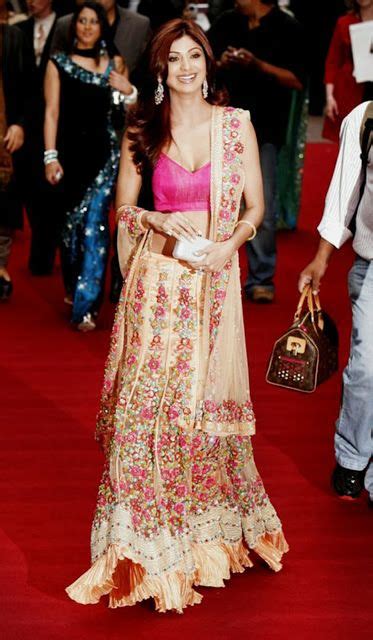 Shilpa Shetty In Peach And Pinkcolor LehengaCholi BridalWear