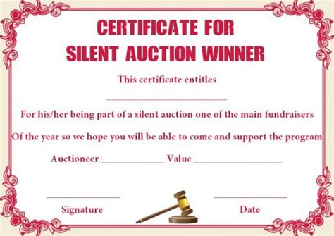 Silent Auction Winner Certificate Template Explore Best Templates In