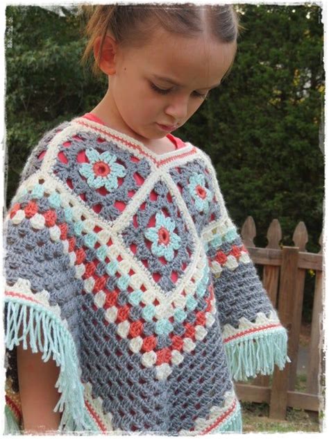 Girls Flower Poncho Kids Fall Fashion Crochet Granny Image 1 Crochet