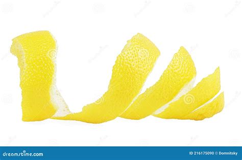 Lemon Skin Twisted In A Spiral Isolated On White Background Lemon Peel