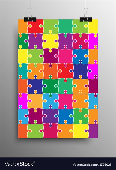 Vertical Poster A4 Puzzle Pieces Color Puzzles Vector Image