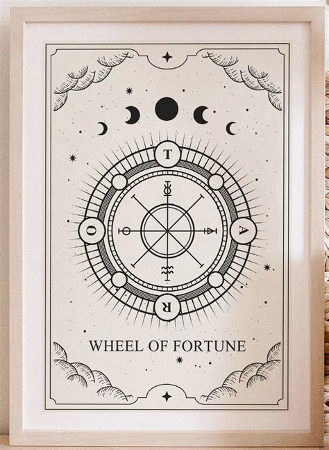 Wheel Of Fortune Tarot Card Poster Print Tarot Wall Art Boho