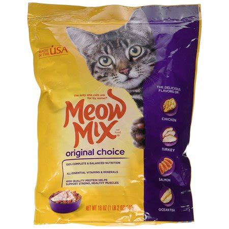 To maintain wellness throughout adulthood, fully grown cats need the proper nutrition to keep them in top shape as they age. Meow Mix Cat Food Original Choice Dry Cat Food, 18 oz ...