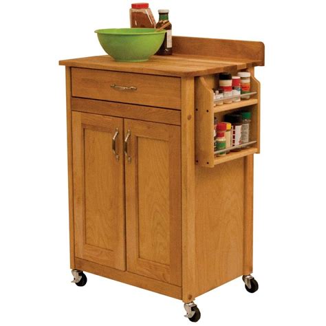 Catskill Craftsmen Natural Kitchen Cart With Butcher Block Top 61533 The Home Depot