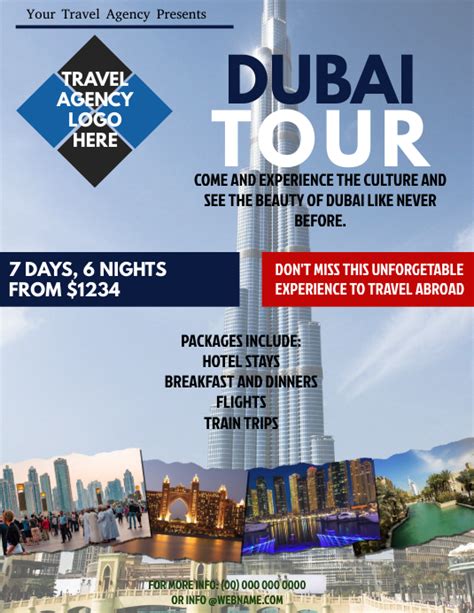 Dubai Tour Packages Flyer Template Postermywall