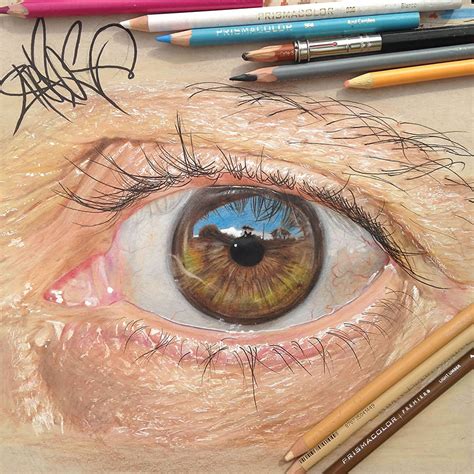 Colored Pencil Art Hyper Realistic Eyes By 19 Year Old