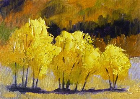 Abstract Landscape Oil Painting Small 5x7 On Canvas Yellow