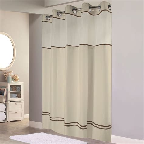Hookless Hbh40mys0529sl77 Sand With Brown Stripe Escape Shower Curtain