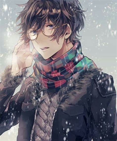 Winter Guy Cold Scarf Glasses Snow Cute Anime Guys