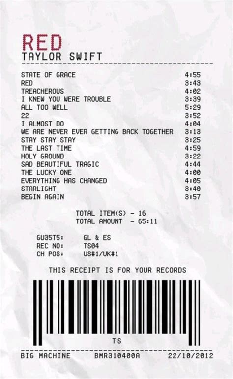 The Receipt For Taylor Swifts Concert
