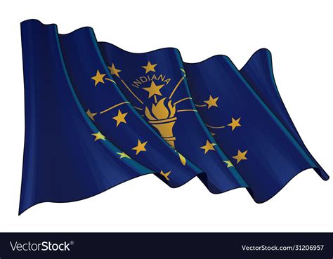 Waving Flag State Indiana Royalty Free Vector Image