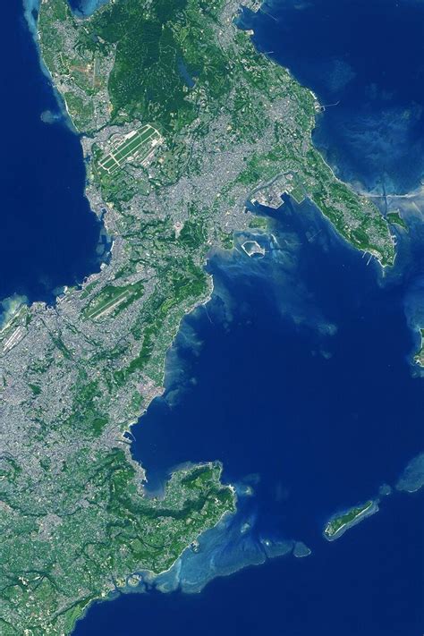 The Okinawa Island Japan Satellite Poster Map Etsy
