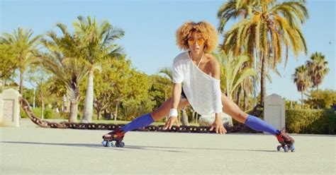 Sexy Flexible Girl Doing Splits On Roller Skates Stock Video Envato