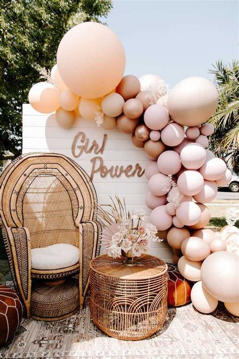 Boho Girl Power Backdrop From A Muted Pink Boho Baby Shower On Karas