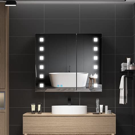 Buy Quavikey® Led Bathroom Mirror Cabinet 2 Doors Anti Fog Vanity Illuminated Mirrored Cabinet