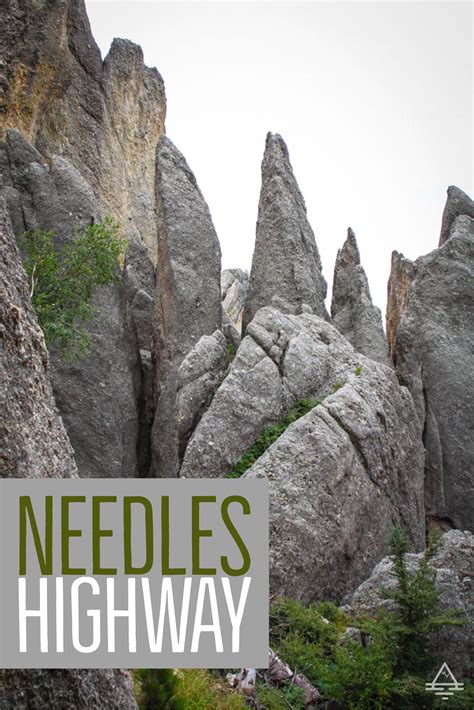 The Needles Highway Sign Is In Front Of Some Large Rocks And Trees With