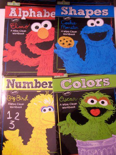 Sesame Street Educational 4 Workbook Set Wipe Clean Workbooks