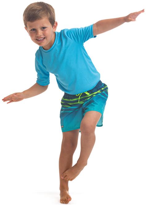Kids Swim Shorts 100 Striped Turquoise Decathlon