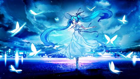 Download 1920x1080 Hatsune Miku Singing White Dress