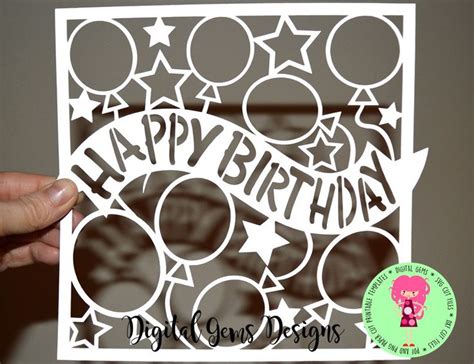 Happy Birthday paper cut svg / dxf / eps / files and pdf printable