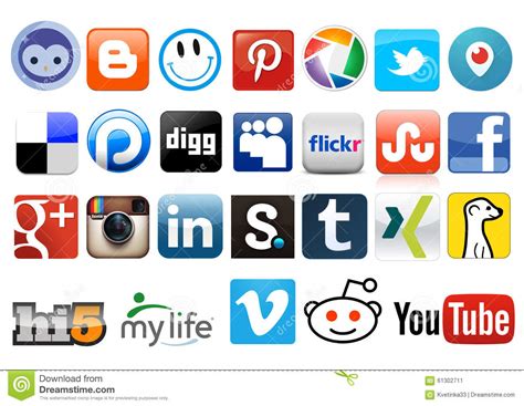 Social Media Buttons Editorial Photo Illustration Of Logotype 61302711