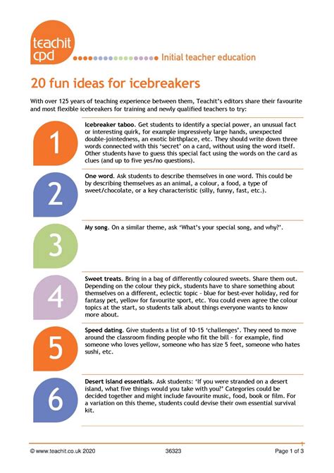 20 Fun Ideas For Icebreakers Teachit Cpd