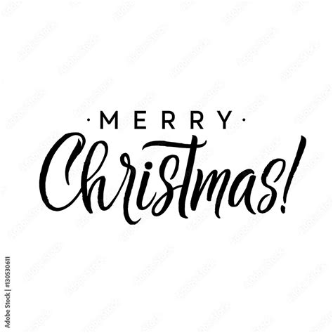 Merry Christmas Calligraphy Template Greeting Card Black Typography On