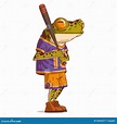 A Baseball Player, Vector Illustration. Calm Anthropomorphic Frog ...
