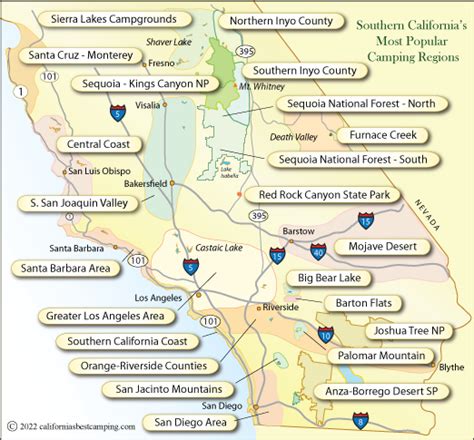 Destination Camp Misfits California Campgrounds Map Printable Maps