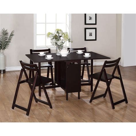 This convertible coffee table lifts, rotates and folds open into a full. Wood Espresso 5 Pc Space Saver Dining Set- Espresso (Table ...