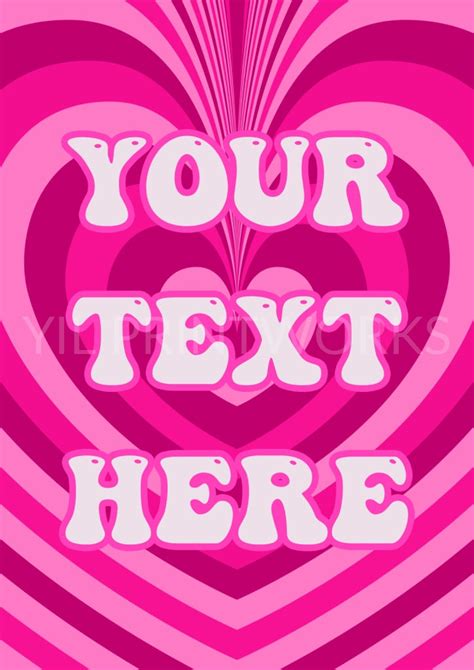 Personalised Retro Hearts Pink Typography Poster Print Yil Printworks