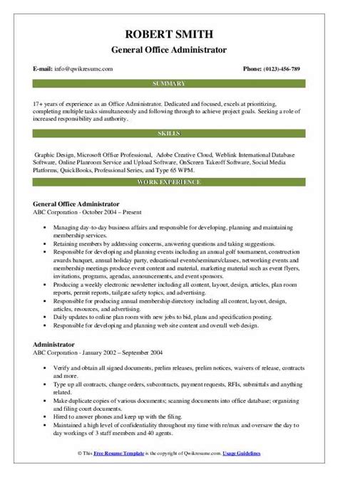 Office Administrator Resume Samples Qwikresume