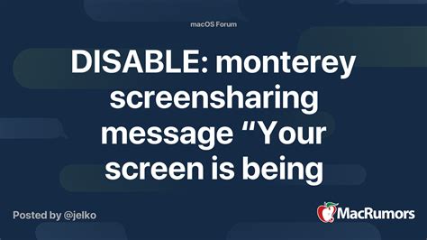 Disable Monterey Screensharing Message “your Screen Is Being Observed