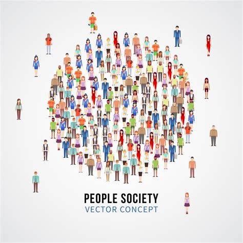 Large People Crowd In Circle Shape Society People Community Vector C