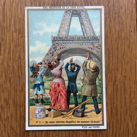 Chromo Publicitaire Ancien Liebig Une Ascension De La Tour Eiffel N°2