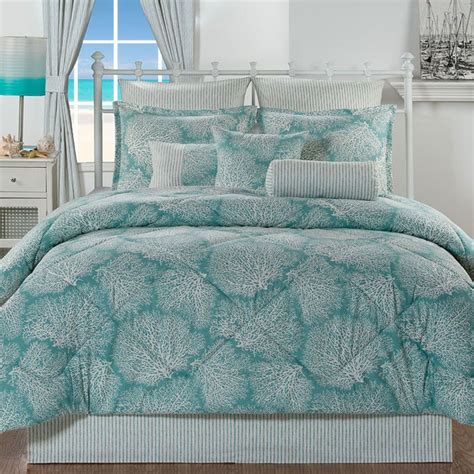 Kinglinen 12 piece bernard gray comforter set with sheets queen. Turquoise Aqua Ocean Coral Coastal Beach Bedding Comforter ...
