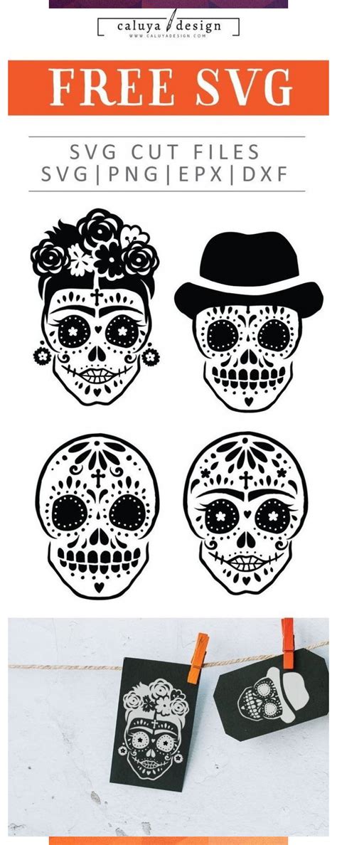 Free Hand Drawn Sugar Skull Svg Png Eps And Dxf By Caluya Design Cricut Halloween Cricut