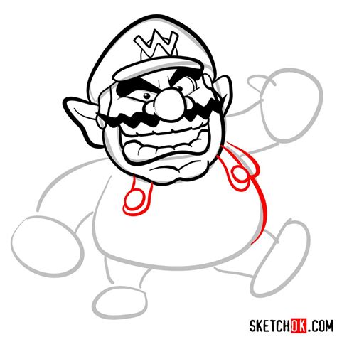 How To Draw Wario From Super Mario Games Sketchok Easy Drawing Guides