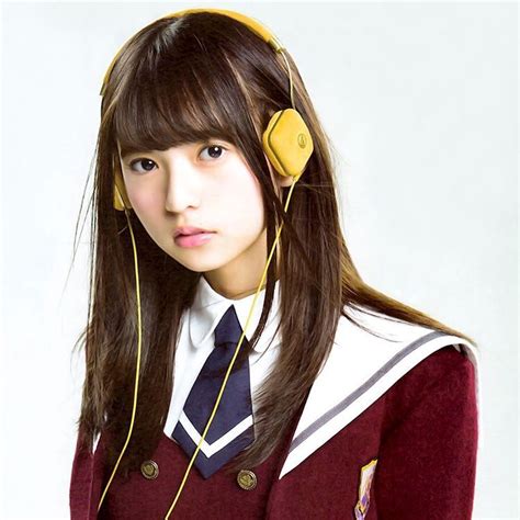 Saito Asuka Girl With Headphones Asian Singles Sakamichi School Looks Postures Tween Pink