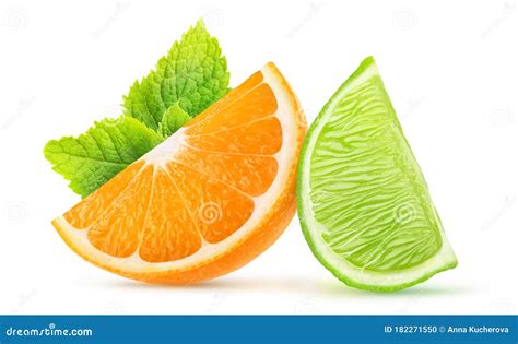 Isolated Lime And Orange Wedges Stock Photo Image Of Organic Juicy