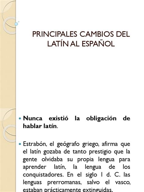 Cambios Del Latin Al Español 1 Pdf Latín Verbo